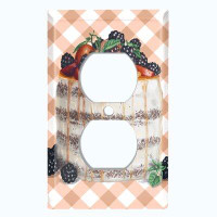 WorldAcc Metal Light Switch Plate Outlet Cover (Layered Vanilla Mixed Berry Cake - Single Duplex)