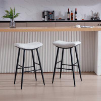 Ivy Bronx Counter Height Bar Stool Set of 2, Linen Upholstered Breakfast Stools With Footrest, Coffee