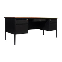 Flash Furniture Commercial Double Pedestal Desk With 5 Locking Drawers