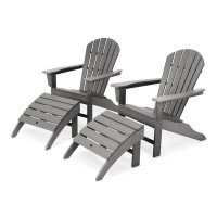 POLYWOOD® South Beach Plastic Folding Adirondack Chair with Ottoman