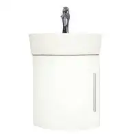 Wrought Studio Eutropia White Corner Bathroom Cabinet Sink Wall Mount With Faucet Drain and Overflow