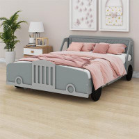 Zoomie Kids Full Size Car-Shaped Platform Bed With Wheels