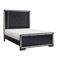 Rosdorf Park Aveline Black King LED Upholstered Panel Bed