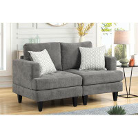 Ebern Designs Lakemoore 56.5" Grey Chenille Loveseat With Throw Pillows