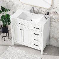 Wildon Home® Wildon Home® 36" Bathroom Vanity with Sink Combo, White Bathroom Cabinet