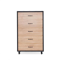 Builddecor Bemis Solid Wood Accent Chest, Mobile Chest With Wheels, Chest Of Drawers, Storage Chest Dresser