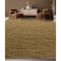 Bokara Rug Co., Inc. Rectangle Hand-Knotted Wool/Silk Area Rug in Brown/Gold