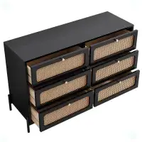 Bay Isle Home™ Modern Cannage Rattan Wood Closet 6-Drawer Dresser Storage Cabinet