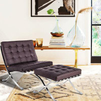 Ivy Bronx Mid-Century Foldable Lounge Chair With Ottoman