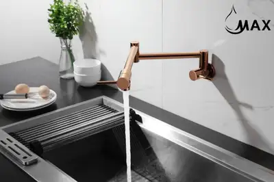 Pot Filler Faucet Double Handle Modern Contemporary Wall Mounted 20 With Accessories Rose Gold Finish
