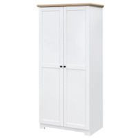 68 KITCHEN PANTRY CABINET, FREESTANDING STORAGE CABINET, 2-DOOR CUPBOARD WITH 4-TIER SHELVING FOR DINING ROOM, WHITE