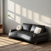 LORENZO Retro black simple modern curved sofa