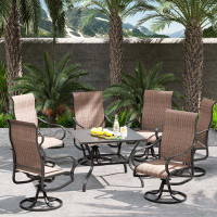 Hermes YZ Outdoor 6 Piece Swivel Chair with 1 Metal Table