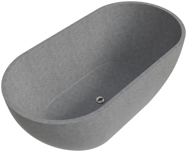 59x29 Inch Solid Concrete Oval Freestanding Bathtub w Center Drain - ALFI brand ABCO59TUB (18 In Deep w NO Overflow) ATC in Plumbing, Sinks, Toilets & Showers - Image 4