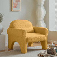 Ebern Designs Portier Modern Teddy Fabric Accent Chair with Lumbar Pillow Cozy and Stylish Addition to Your Living Room