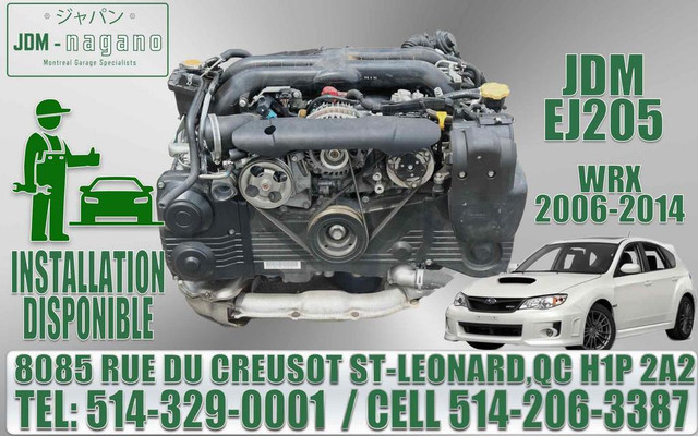 JDM EJ205 MOTOR, MOTEUR TURBO 2.0L SUBARU IMPREZA WRX 2006 2007 2008 2009 2010 2011 2012 2013 2014 ENGINE in Engine & Engine Parts in Québec