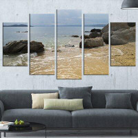 Made in Canada - Design Art 'Beautiful Sea View of Rocky Coast' 5 Piece Photographic Print on Wrapped Canvas Set