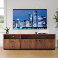 Latitude Run® Minimalist Wooden TV Stand With Two Drawers And Cable Holes