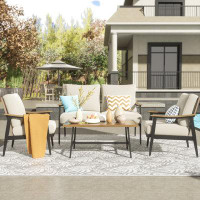 George Oliver Karimen 4 Piece Complete Patio Set with Cushions