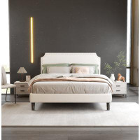 GZMWON Platform Bed With Upholstered Headboard