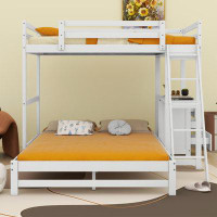 Harriet Bee Jakhy Kids Twin Over Full Wooden Bunk Bed with Drawers