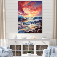Design Art Rainbow Ocean Sunrise VI - Ocean Canvas Wall Art