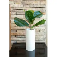 Ebern Designs 10'' Artificial Fiddle Leaf Fig Plant in Decorative Vase