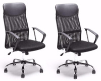 BRAND NEW LOT OF 2X HIGH BACK EXECUTIVE CHAIRS MESH DESIGN OFFICE BLACK