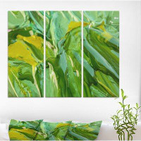 East Urban Home 'Leaves Under Water Green' Oil Painting Print Multi-Piece Image on Wrapped Canvas
