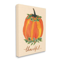 Stupell Industries Thankful Orange Pumpkin Leaf Botanicals Autumn Plants Canvas Wall Art By Heather Mclaughlin