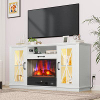 Gracie Oaks Watter TV Stand for TVs up to 70" with Electric Fireplace Included