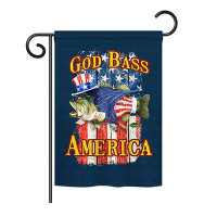 Breeze Decor God Bass America Americana Everyday Patriotic Impressions 2-Sided Burlap 19 x 13 in. Garden Flag