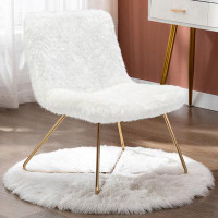 Mercer41 Faux Fur Upholstered Accent Chair With Gold Metal Legs