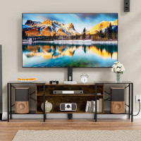 17 Stories 79 Inch Tv Stand With Mount And Led Lights,power Outlet,3 Tiers Entertainment Center With Storage Shelves For