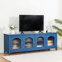 Wenty 71-Inchstylishtvcabinet Entertainment Centertv Stand,Tvconsoletable, Media Console,Solidwood Frame,Changhong Glass