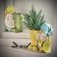 Trinx Resin Gnome With Boot Planter 7" 2 Assorted