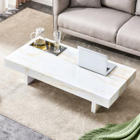 Ivy Bronx Modern And Practical Coffee Table With Imitation Marble Patterns, Made Of MDF Material