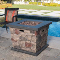 17 Stories Wayland 24" H x 30" W Stone Propane Outdoor Fire Pit Table
