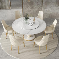 RARLON Light Luxury Modern Circular Rotary Table Dining Set