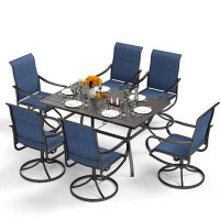 Alphamarts 7 Pcs Patio Dining Set With Swivel Chairs