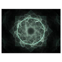 Made in Canada - East Urban Home 'Shiny Light Blue Radial Fractal Flower Art' Framed Graphic Art Print on Wrapped Canvas