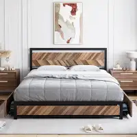 17 Stories Bed Frame With 4 Storage Drawers