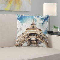East Urban Home Paris Eiffel Tower with Fast Moving Clouds Pillow