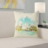 Made in Canada - East Urban Home Cityscape Painting Toronto City Watercolor Pillow