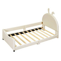 Zoomie Kids Twin Size Upholstered Daybed With Rabbit Ear Shaped Headboard