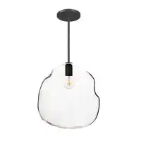 Hammers and Heels Bubble Clear 1-Light Hand Blown Glass Downrod Pendant Light