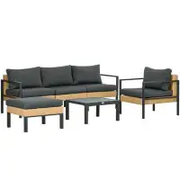 Latitude Run® Outdoor Wicker Conversation Set with Sofa, Chair, Stool, Table