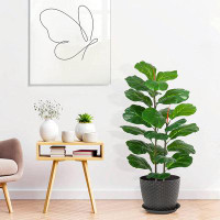 Primrue 39" Artificial Tree Fiddle Leaf Fig Plants Faux Plant For Home Decor Indoor Outdoor Office