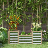 Arlmont & Co. Raised Garden Bed with 3 Planter Boxes, Metal and Wood Combined