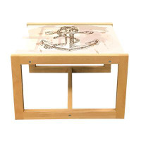 East Urban Home East Urban Home Anchor Coffee Table, Illustration Of Anchor And On Stained Background Navy Summer Holida
